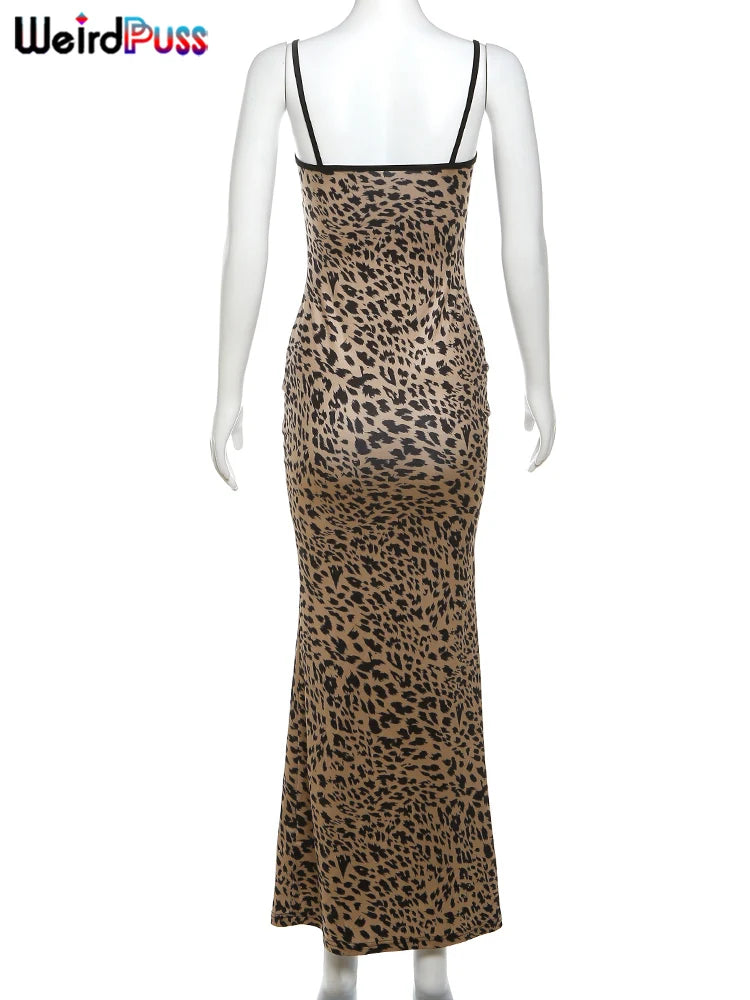 Weird Puss Leopard Print Spaghetti Strap Dress - Embrace the Wild Side of Summer