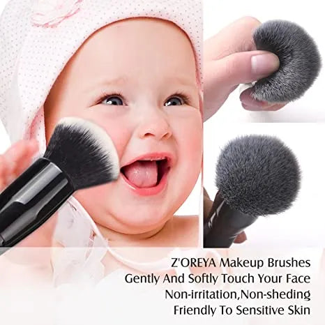 ZOREYA 15 Pcs Luxury Black Makeup Brushes Set - Elevate Your Beauty Routine with Professional Precision