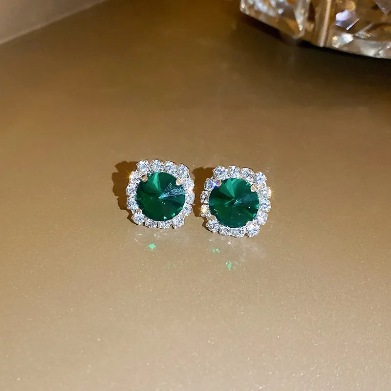 Lady Glams Luxury Necklace Earrings Set - Exquisite Green Crystal Jewelry