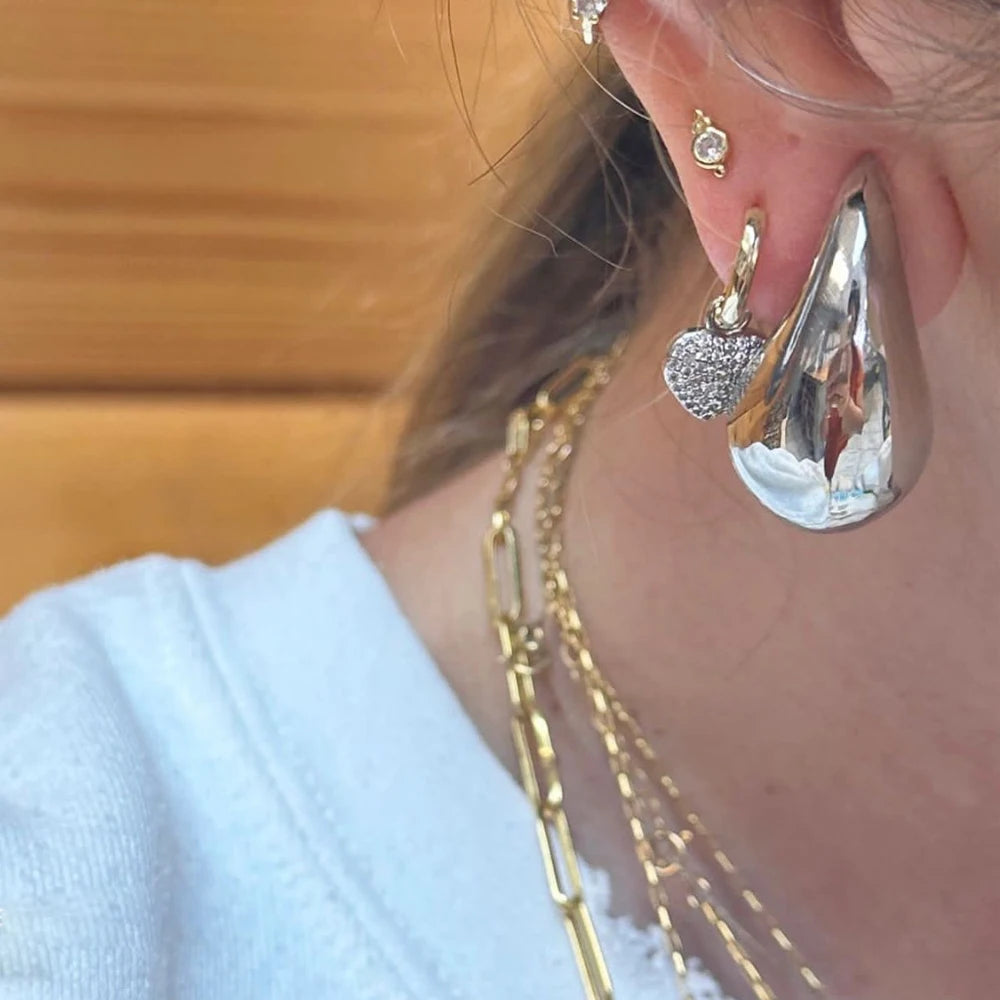 Lady Glams Asscher Oversized Chunky Gold Drop Earrings – Make a Statement with Timeless Elegance