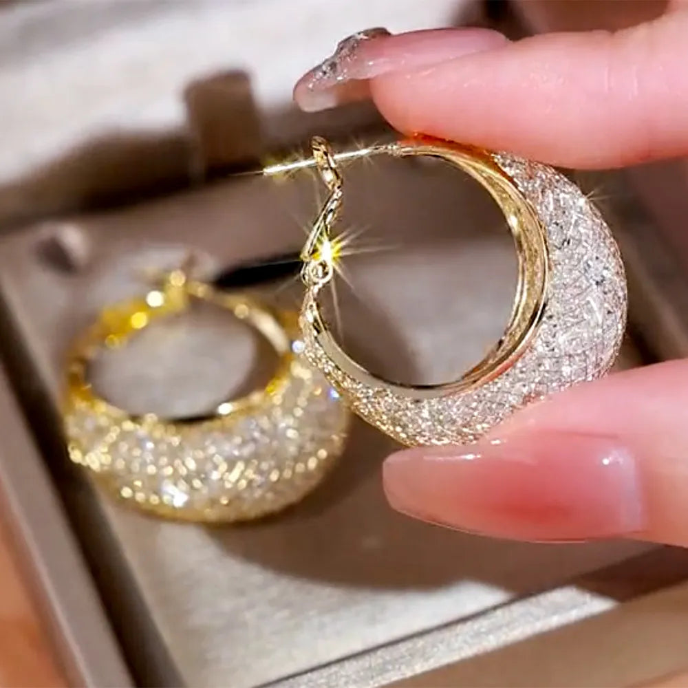 Lady Glams New Fashion Trend Unique Design Exquisite Mesh Zircon Earrings