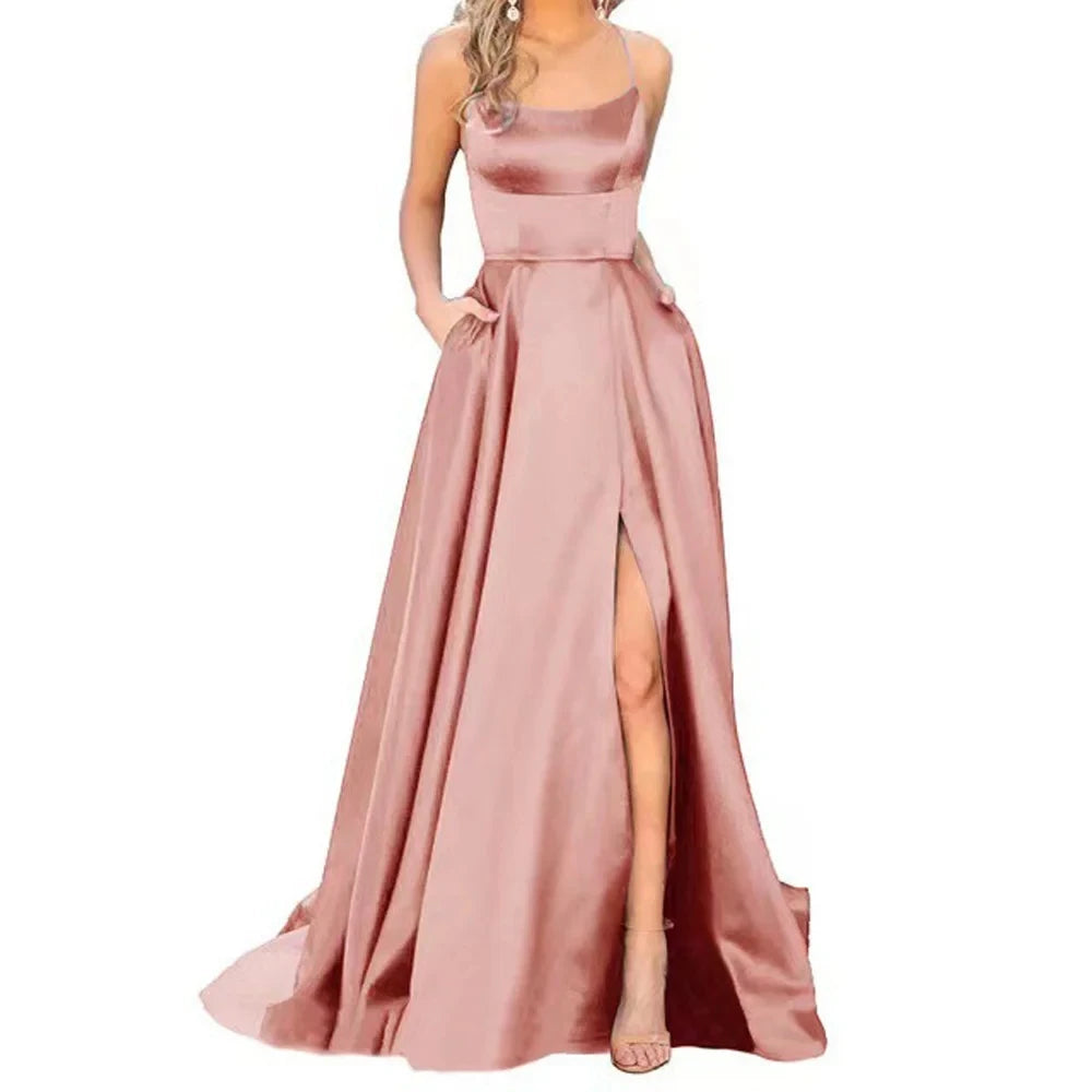 Luxury Evening Dress: A-Line Elegance with Square Collar, Spaghetti Straps, and Floor-Length Chiffon - A Stunning Choice for Formal Evening and Prom 2024