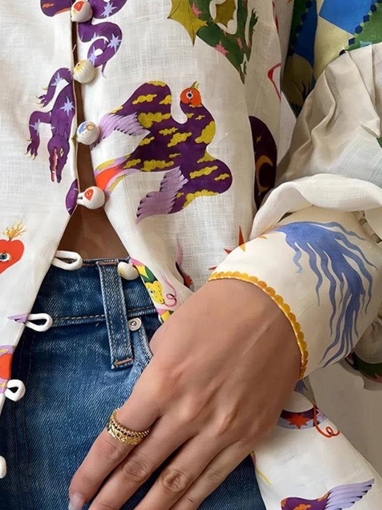 Lady Glams Graffiti Print Shirt - Casual Style for a Stylish Summer