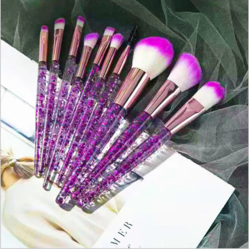 Lady Glams Makeup Brush Set - 10pcs Combo for Professional and Personal Use