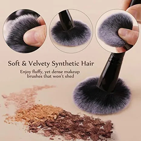 ZOREYA 15 Pcs Luxury Black Makeup Brushes Set - Elevate Your Beauty Routine with Professional Precision