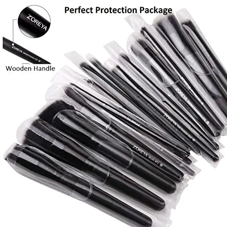 ZOREYA 15 Pcs Luxury Black Makeup Brushes Set - Elevate Your Beauty Routine with Professional Precision