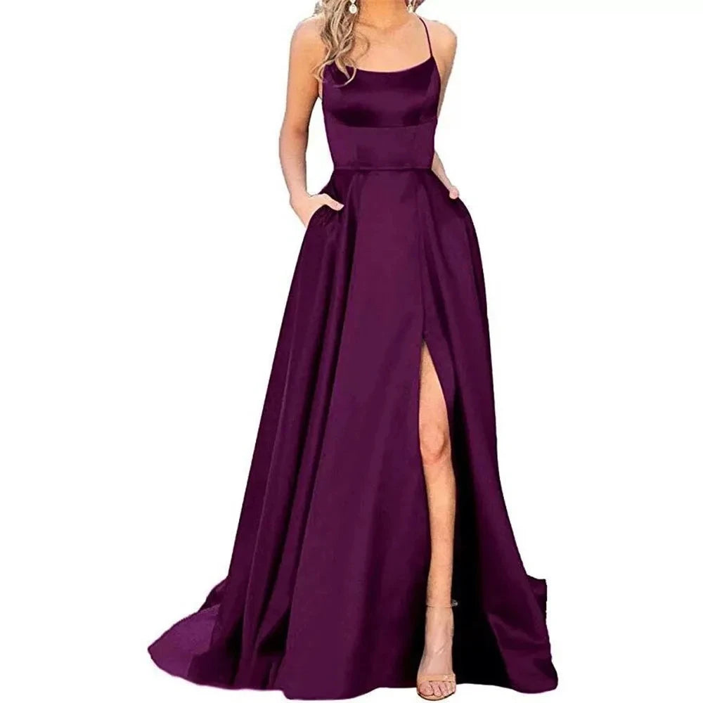 Luxury Evening Dress: A-Line Elegance with Square Collar, Spaghetti Straps, and Floor-Length Chiffon - A Stunning Choice for Formal Evening and Prom 2024
