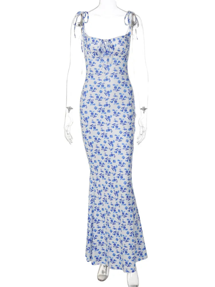 Elegant Floral Beach Vacation Bodycon Streetwear Long Dress - Summer Clothes