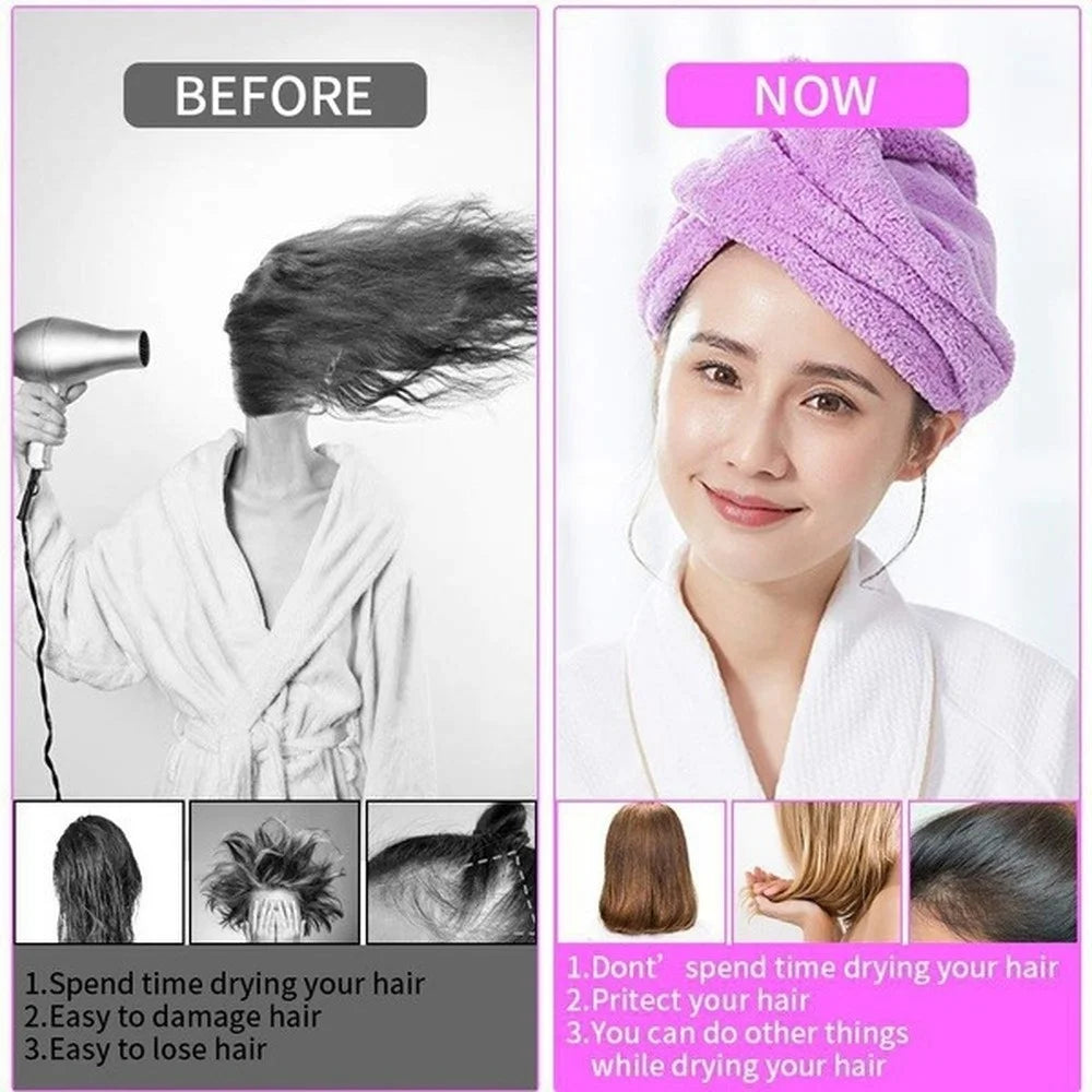 Lady Glams Hair Towel Wrap: Fast Dry, Super Absorbent Microfiber Coral Velvet Hair Drying Towel