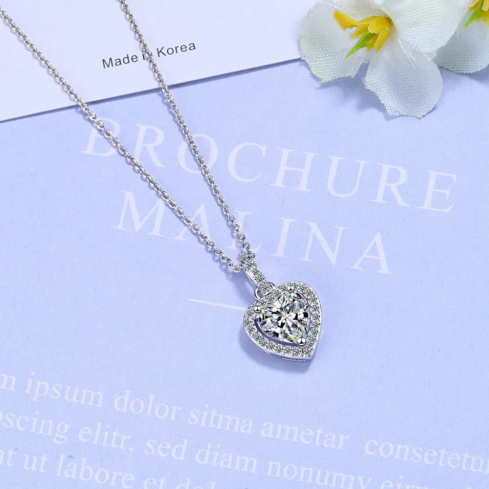 Lady Glams Jewellery 925 Sterling Silver Zircon Heart Pendant Necklace - Luxury Designer Jewelry for Women, Perfect Gift with Free Shipping