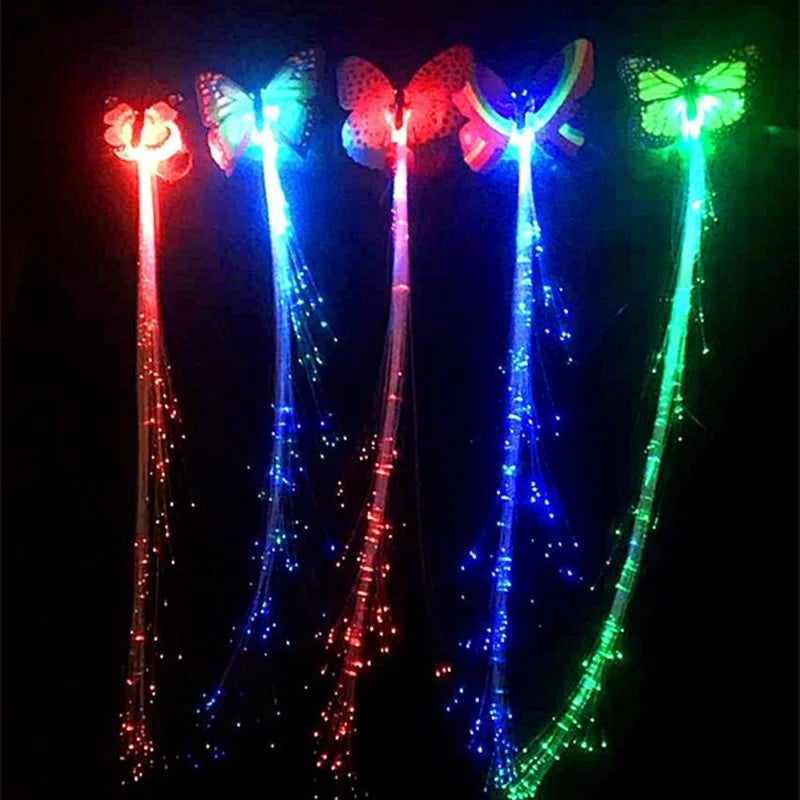 Illuminate Your Hair with LED Glow Braid Butterfly Lights – Perfect for Parties and Festive Fun!