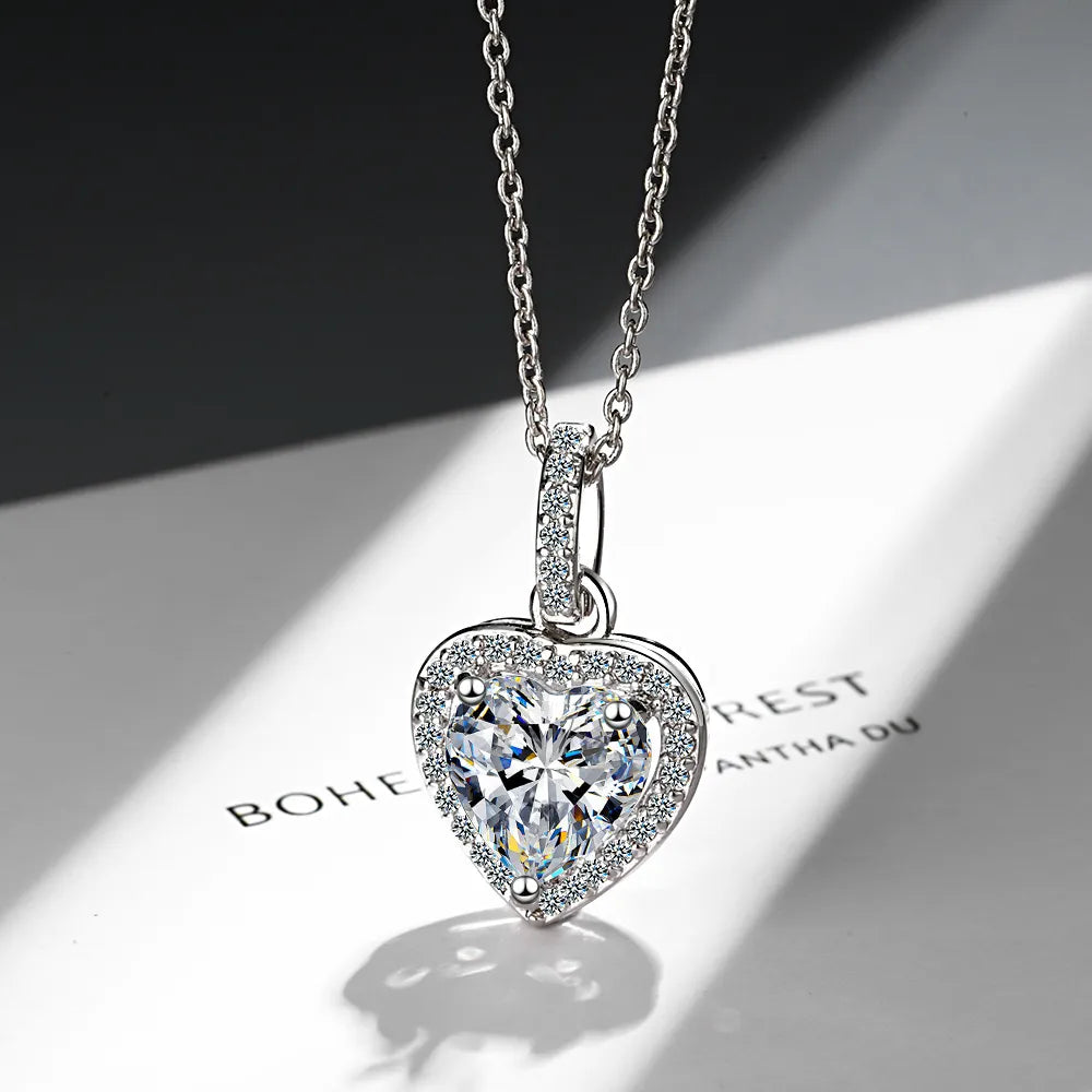 Lady Glams Jewellery 925 Sterling Silver Zircon Heart Pendant Necklace - Luxury Designer Jewelry for Women, Perfect Gift with Free Shipping