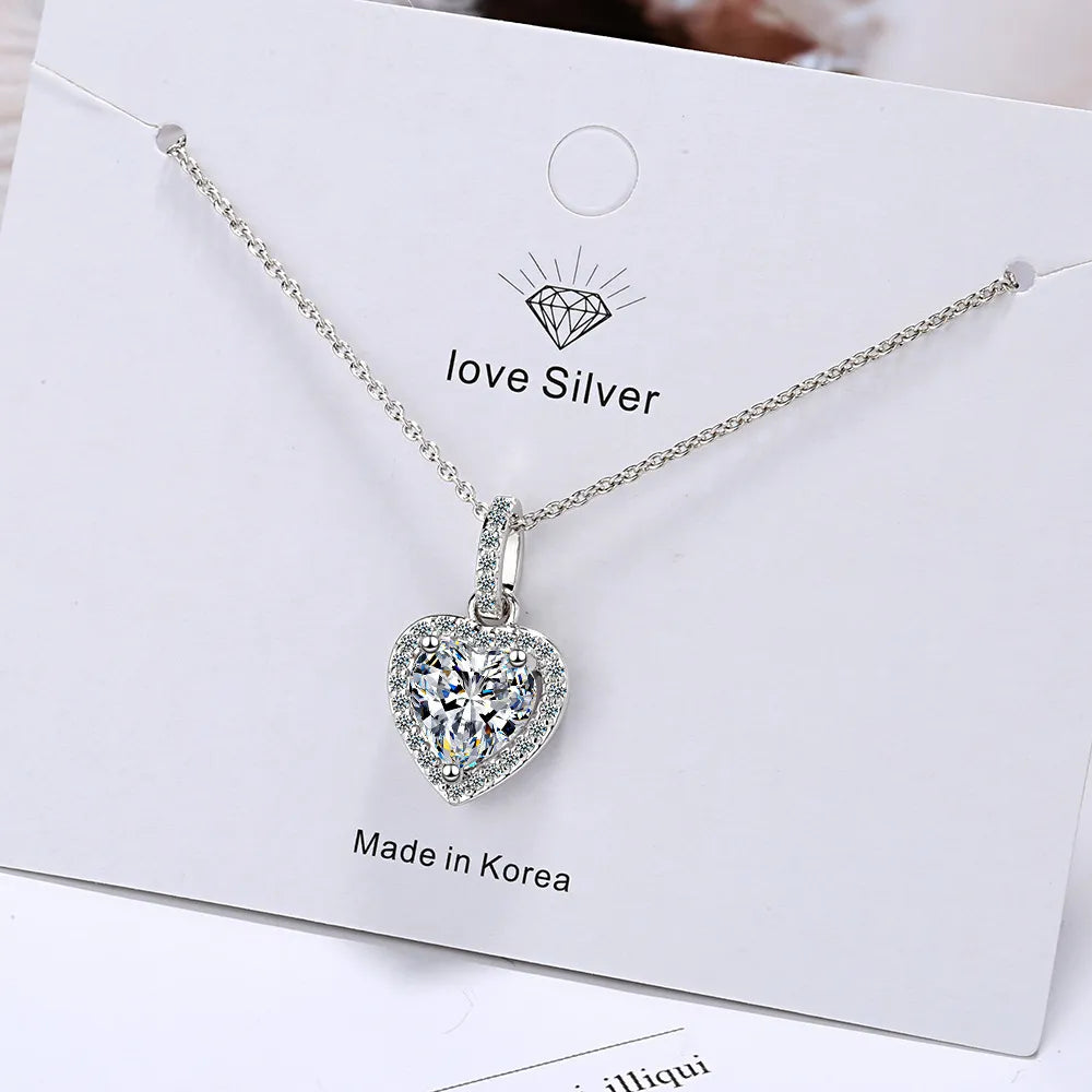 Lady Glams Jewellery 925 Sterling Silver Zircon Heart Pendant Necklace - Luxury Designer Jewelry for Women, Perfect Gift with Free Shipping