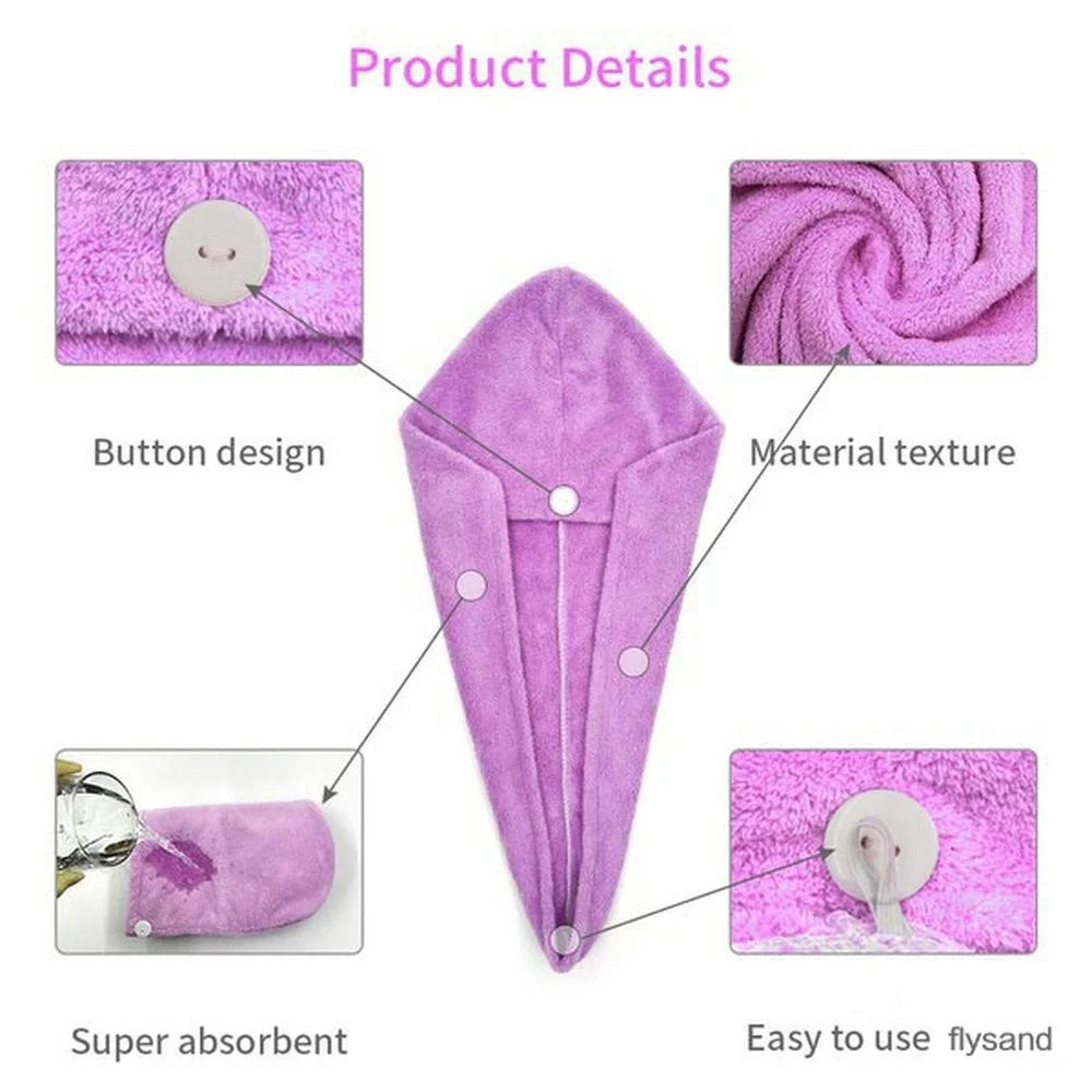 Lady Glams Hair Towel Wrap: Fast Dry, Super Absorbent Microfiber Coral Velvet Hair Drying Towel
