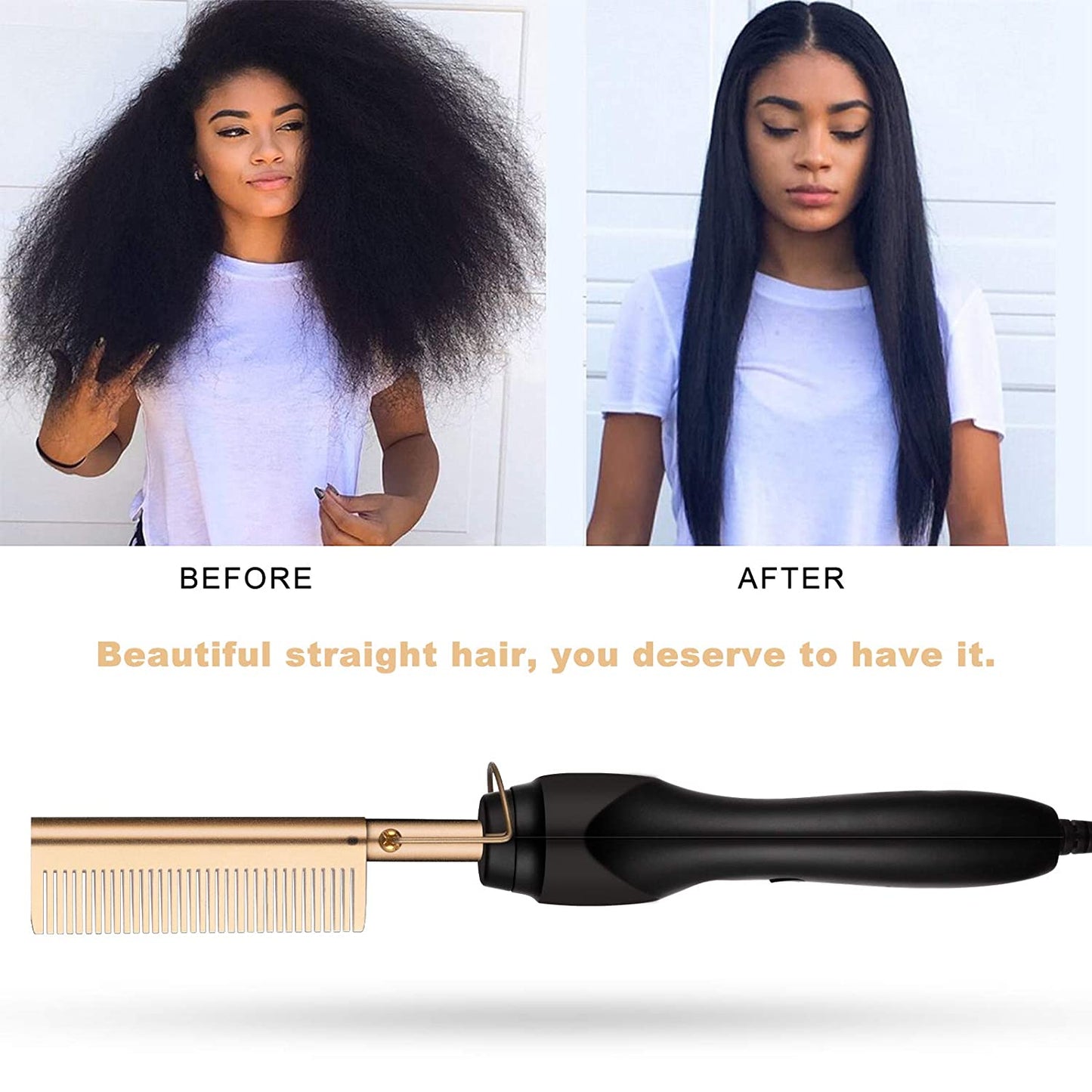 Lady glams 2-in-1 Hot Comb Hair Straightener : Effortless Styling On-The-Go