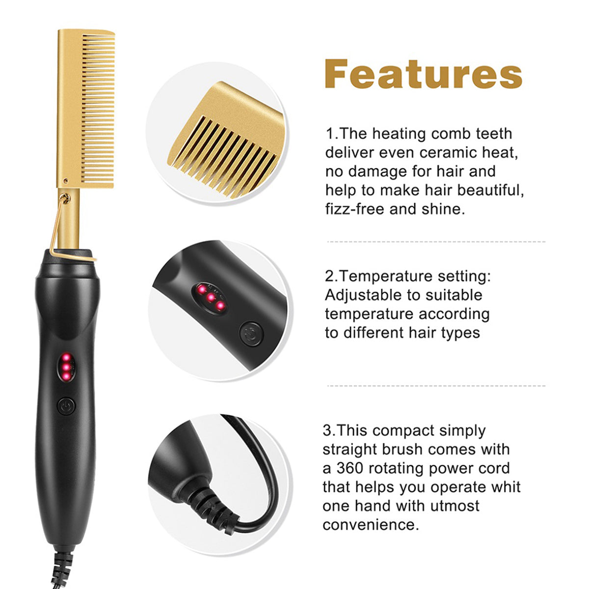 Lady glams 2-in-1 Hot Comb Hair Straightener : Effortless Styling On-The-Go