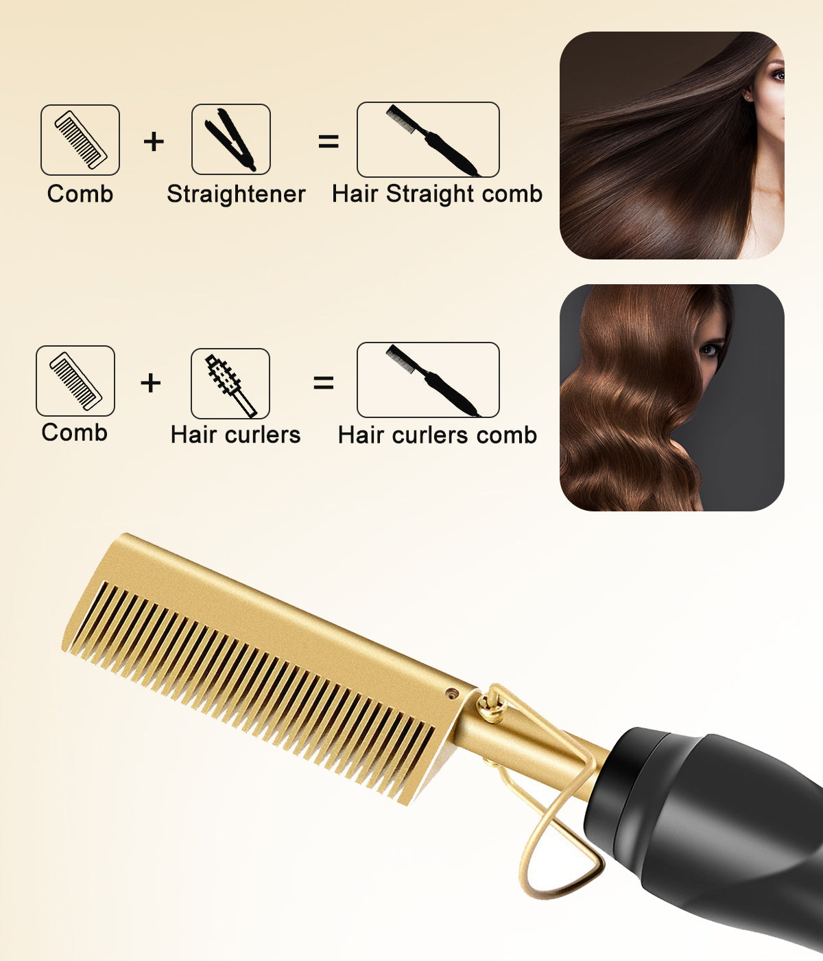 Lady glams 2-in-1 Hot Comb Hair Straightener : Effortless Styling On-The-Go