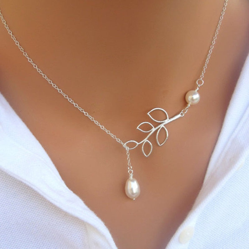 Minimalist Round Stick Pendant Necklace - Pearl Clavicle Necklace