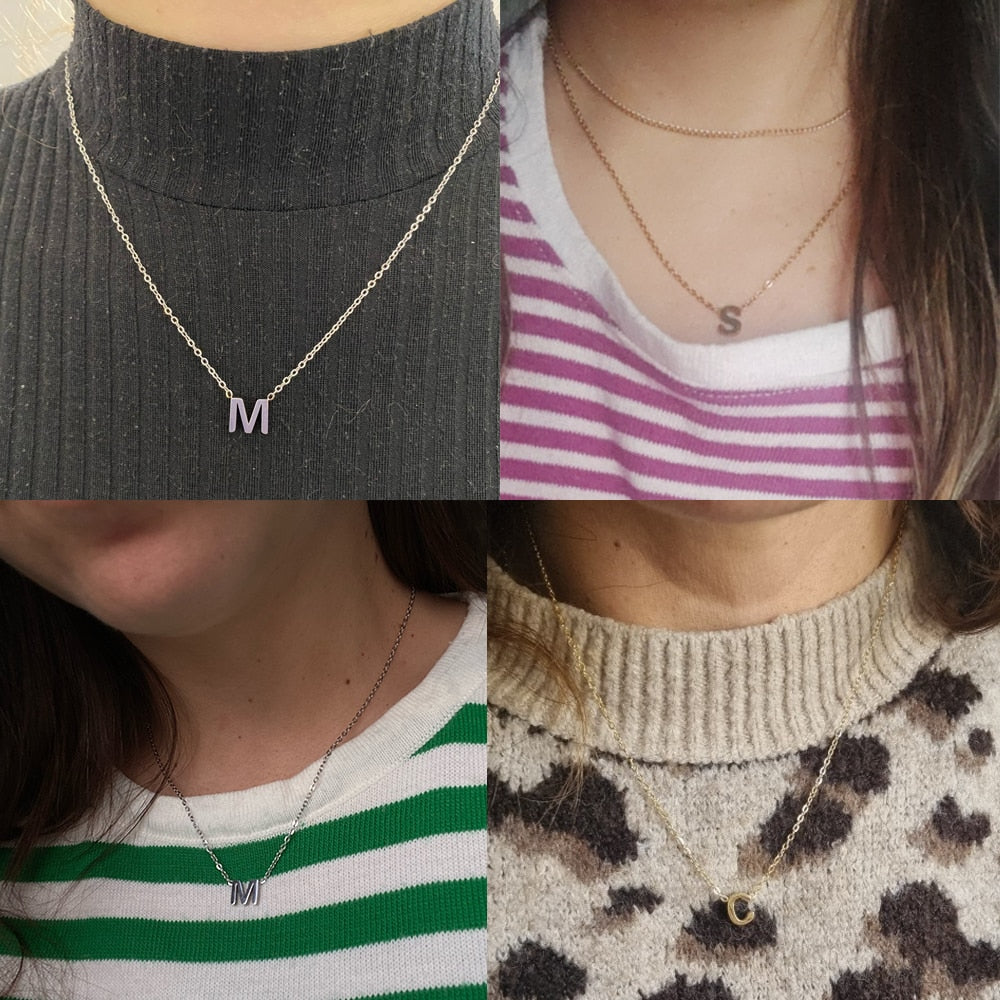 Minimalist Initial A-Z Letter Necklace for Women