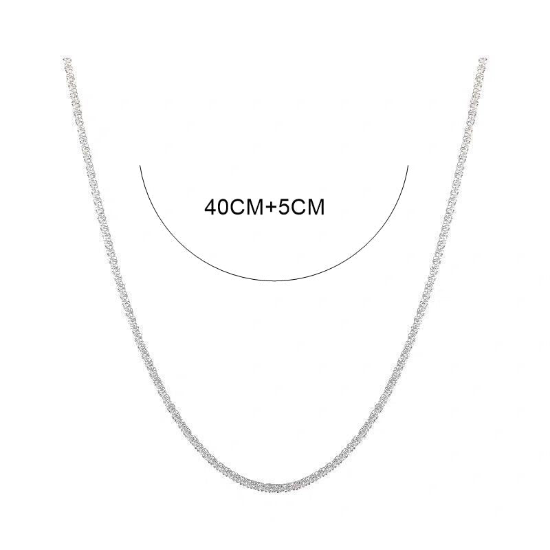 Lady glams 2024 Popular Silver Colour Sparkling Clavicle Chain Choker Necklace Collar For Women