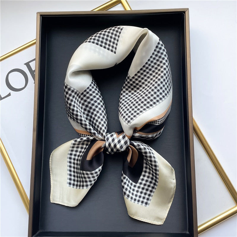 Lady Glams Stylish Plaid Silk Scarf