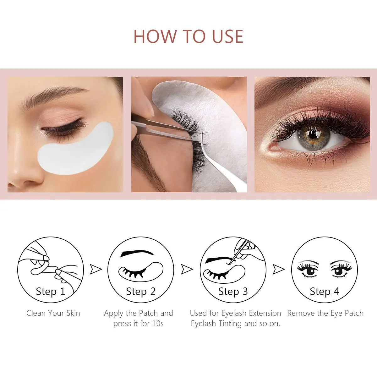 Lady Glams 100 Pairs Hydrogel Eye Pads - Ultimate Comfort for Building Perfect Eyelash Extensions