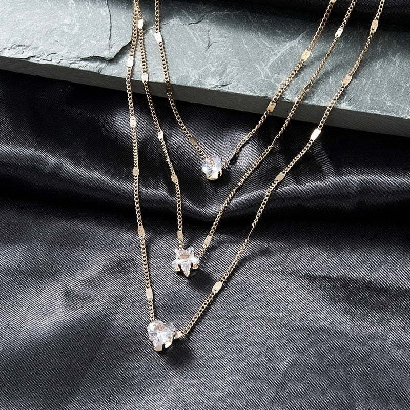 Lady Glams 3 Pcs Gold-Color Multilayered Pendant Necklaces