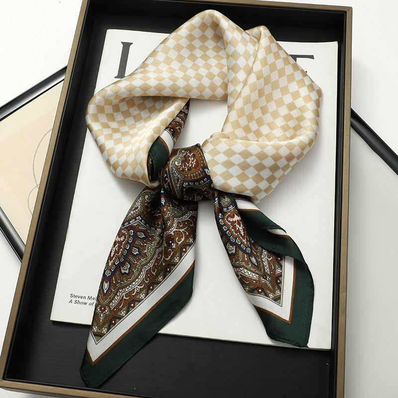 Lady Glams Silk Square Women Neck Scarves - Bandana