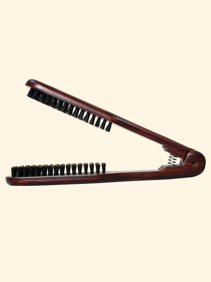 Lady Glams Pro Hairdressing Straightener Hairbrush with Nylon Hair Straightening Double Brushes V Shape Comb Clamp.