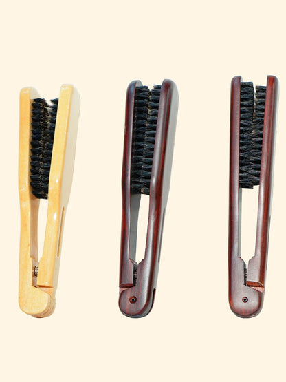 Lady Glams Pro Hairdressing Straightener Hairbrush with Nylon Hair Straightening Double Brushes V Shape Comb Clamp.