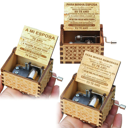 Hand-Cranked Wooden Music Box - The Perfect Valentine’s Day, Birthday, and Christmas Gift for Your Loved One