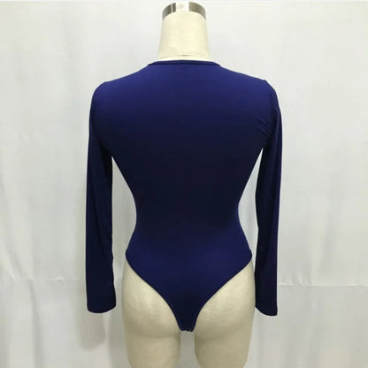 Lady Glams Vielseitiger Langarm-Bodysuit mit Rundhalsausschnitt