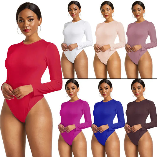 Lady Glams Versatile Long Sleeve O-Neck Bodysuit