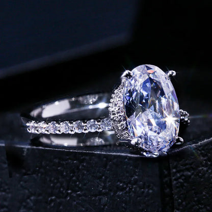 Huitan Classic Oval Finger Ring with Dazzling Brilliant CZ Stone - Symbol of Love and Commitment