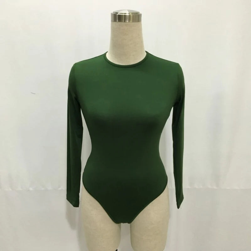 Lady Glams Vielseitiger Langarm-Bodysuit mit Rundhalsausschnitt