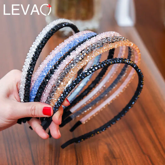 LEVAO Elegance: Shiny Rhinestone Pearls Hair Hoop for Modern Trendsetters