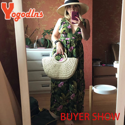 Yogodlns New Fashion MOON Straw Handbags - Embrace Vintage Elegance with Handmade Rattan Craftsmanship