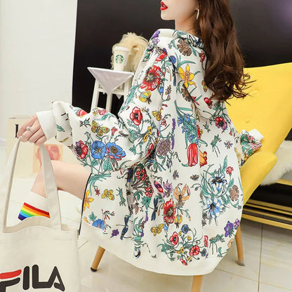 Lady Glams Casual Flower Print Hoodie: Blossom in Style