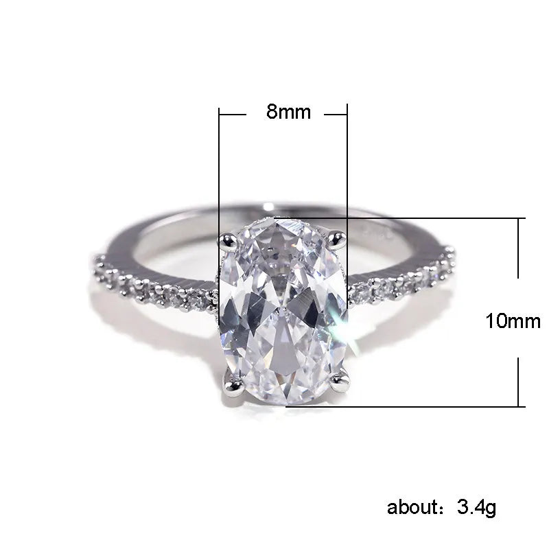 Huitan Classic Oval Finger Ring with Dazzling Brilliant CZ Stone - Symbol of Love and Commitment