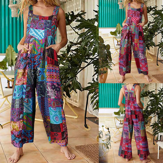 Lady Glams Ethnic Style Sleeveless Jumpsuit: A Multicolor Marvel for Summer