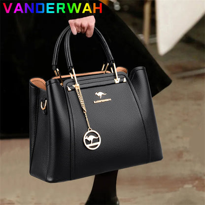 VANDERWAH Luxury 3-Layer Soft Leather Tote: Elevate Your Style with Fashion and Functionality