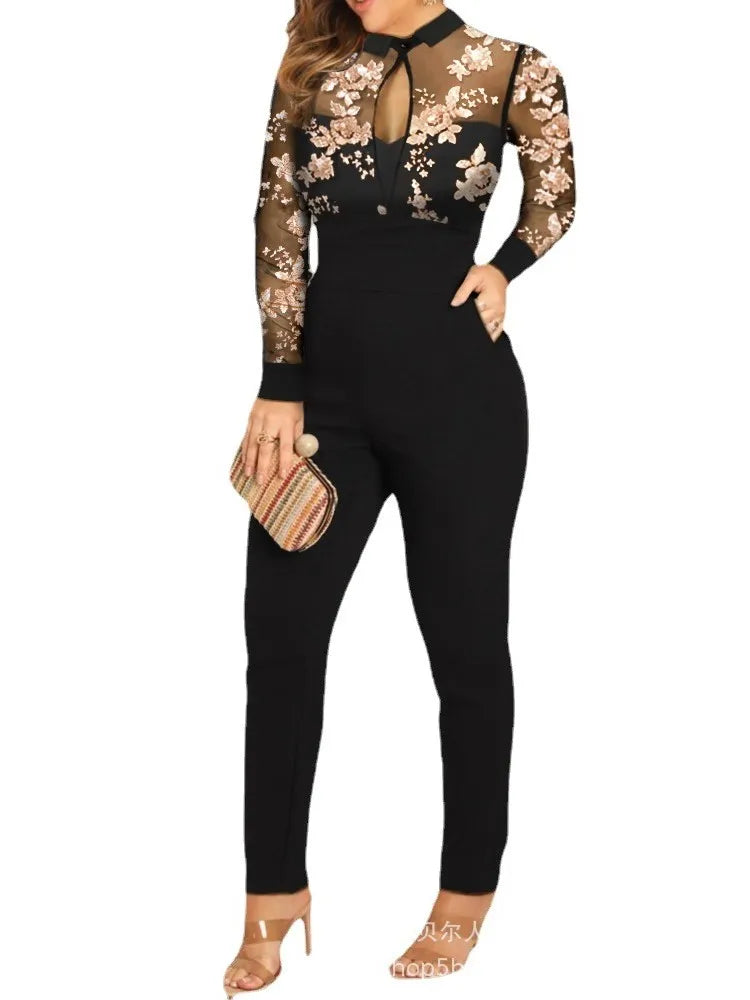 Owner Girl Elegant Lace Printed Jumpsuit: A Sophisticated Choice for Office Wear