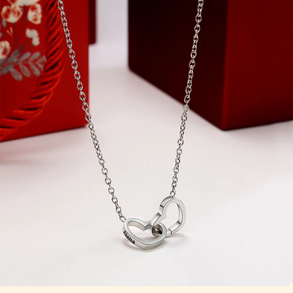 ETHSHINE Double Heart Pendant Necklace - A Personalized Gift for Your Loved One