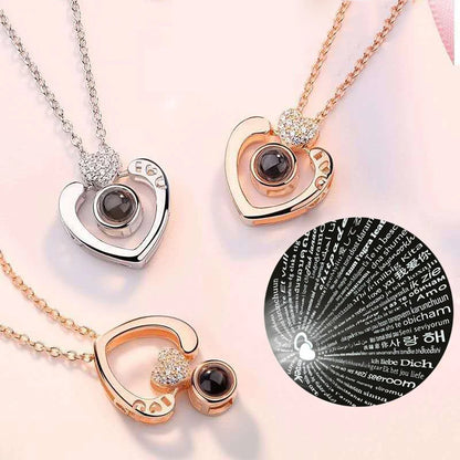 Love Projection Necklace with Exquisite Rose Gift Box - A Romantic and Trendy Jewelry Set for 2024