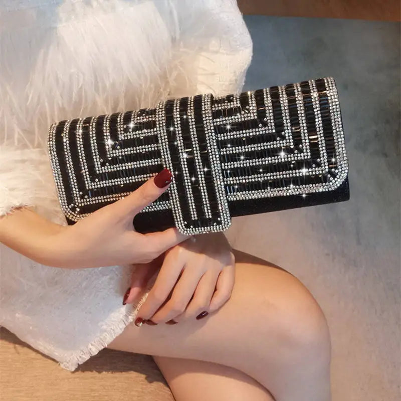 Lady Glams Diamond Clutch Bag - Radiate Elegance on Special Occasions