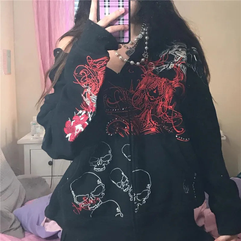 Lady Glams Streetwear Gothic Alphabet Blast Print Hoodie: Entfesseln Sie Ihren kantigen Stil