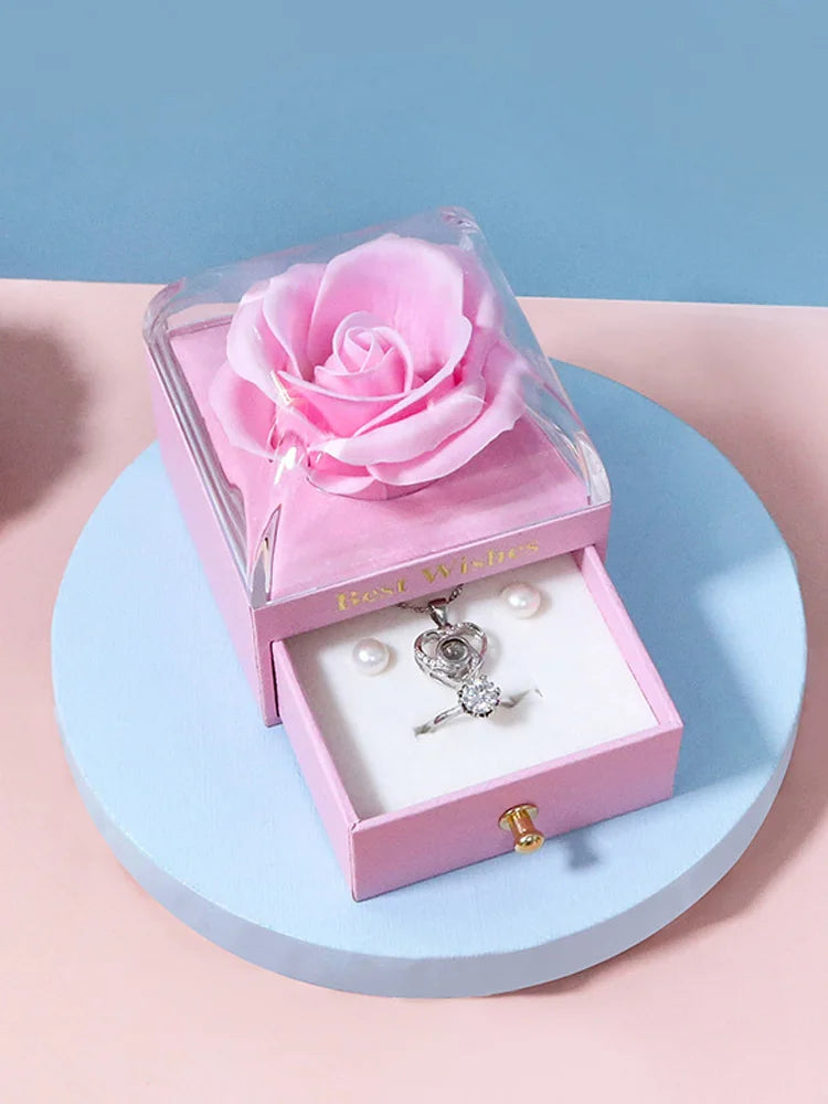 Romantic Rose Flower Drawer Box - An Elegant and Eco-Friendly Jewelry Gift Packaging Solution