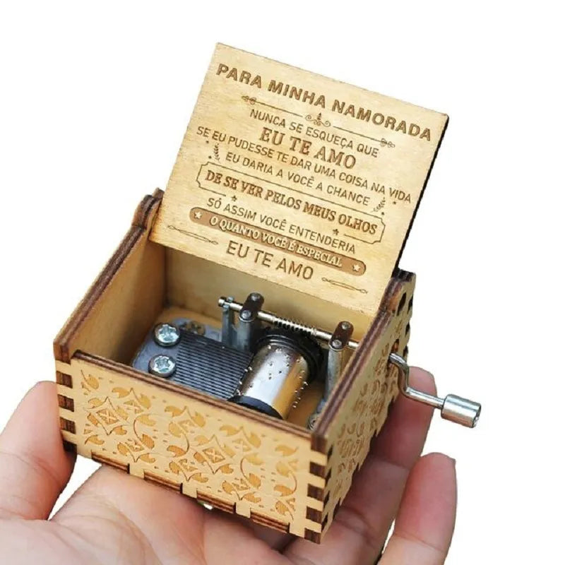 Hand-Cranked Wooden Music Box - The Perfect Valentine’s Day, Birthday, and Christmas Gift for Your Loved One