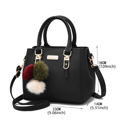 Lady Glams Vintage PU Leather Handbag - A Plush Tassel Messenger Bag for Women