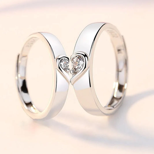 Lady Glams Romantic Couple Wedding Ring Set